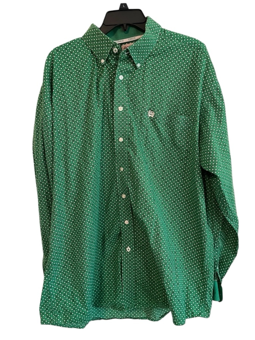 Cinch Mens Western Button Down Shirt XL Green Geometric Print Long Sleeve Cowboy
